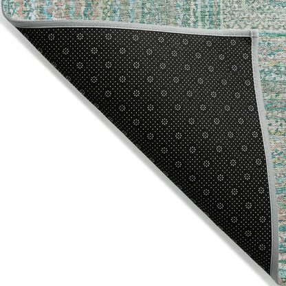 Haelara Teal Washable Indoor-Outdoor Rug