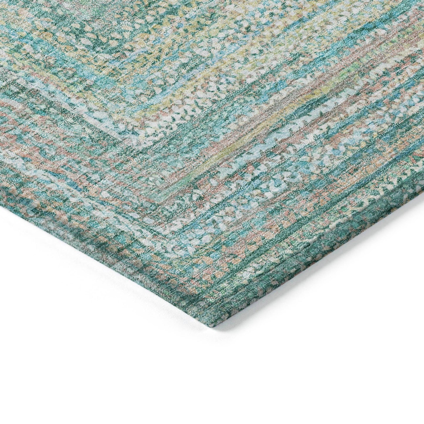 Haelara Teal Washable Indoor-Outdoor Rug