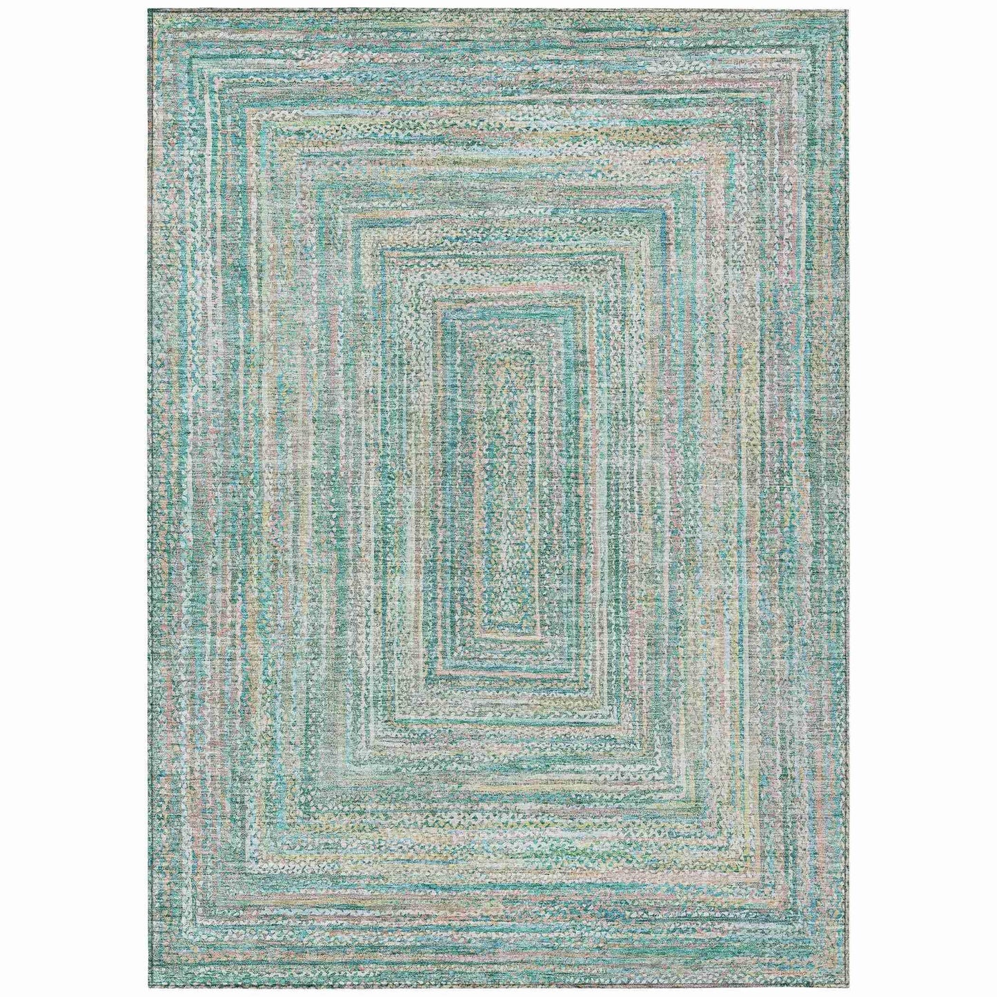 Haelara Teal Washable Indoor-Outdoor Rug