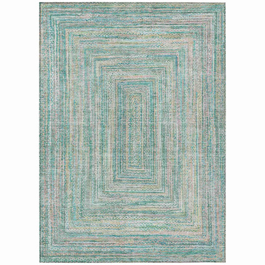 Haelara Teal Washable Indoor-Outdoor Rug