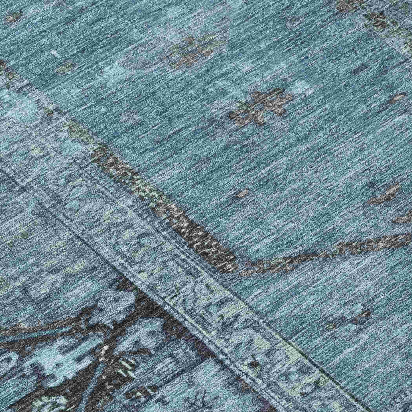 Haelaris Blue Washable Indoor-Outdoor Rug