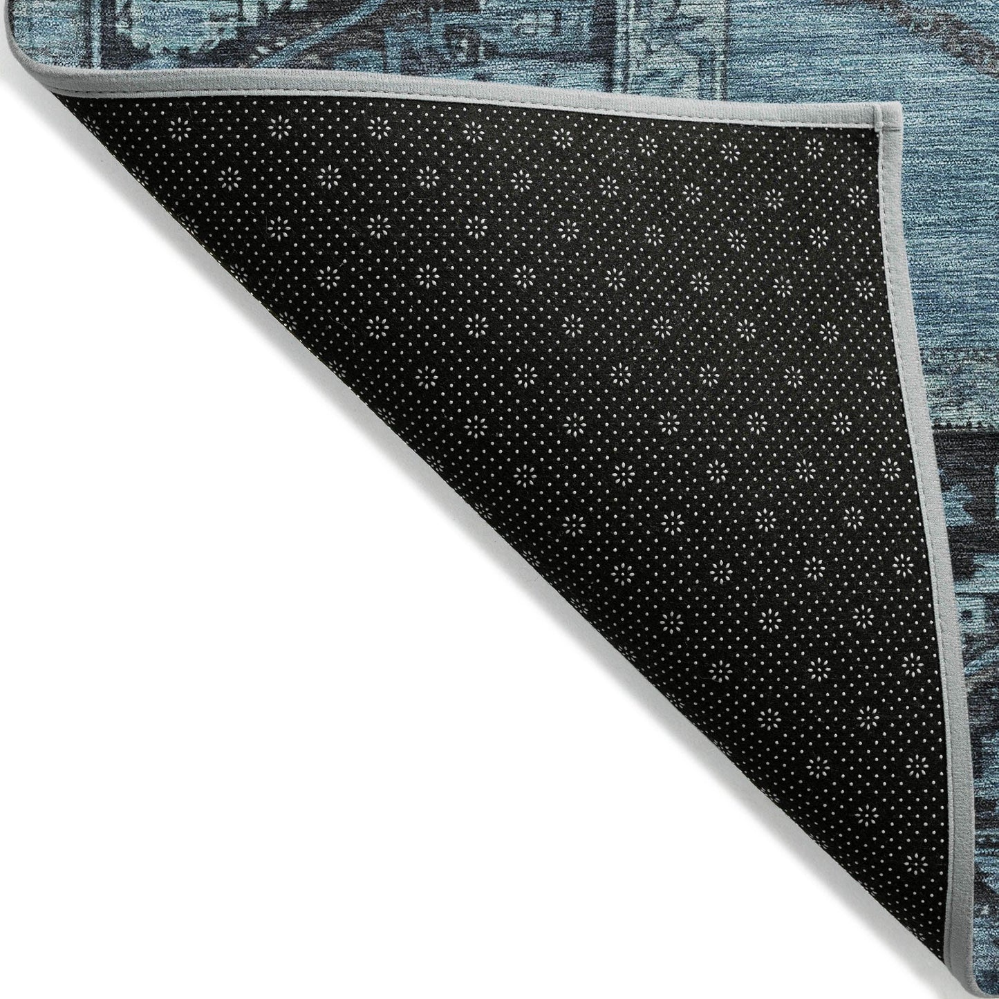 Haelaris Blue Washable Indoor-Outdoor Rug