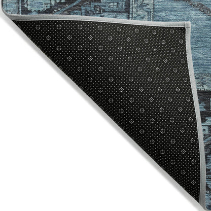 Haelaris Blue Washable Indoor-Outdoor Rug