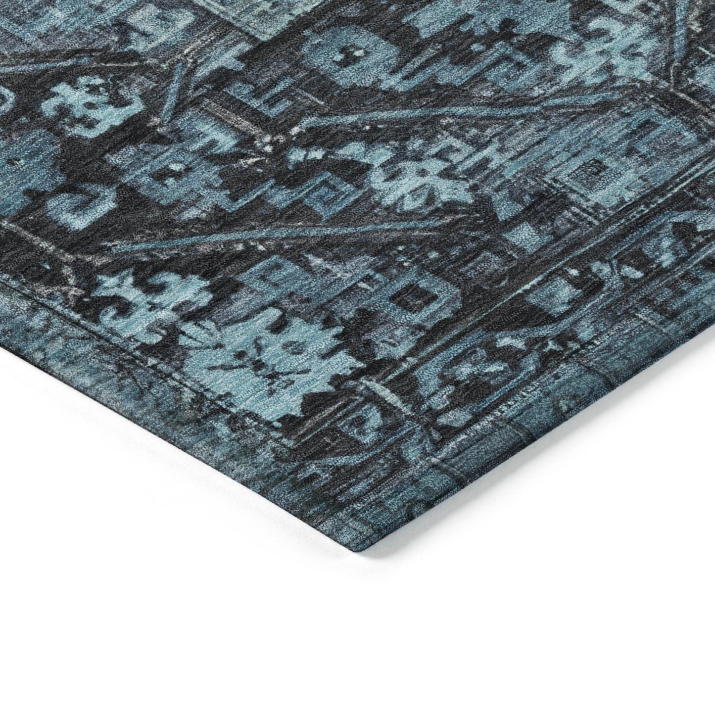 Haelaris Blue Washable Indoor-Outdoor Rug