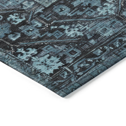 Haelaris Blue Washable Indoor-Outdoor Rug