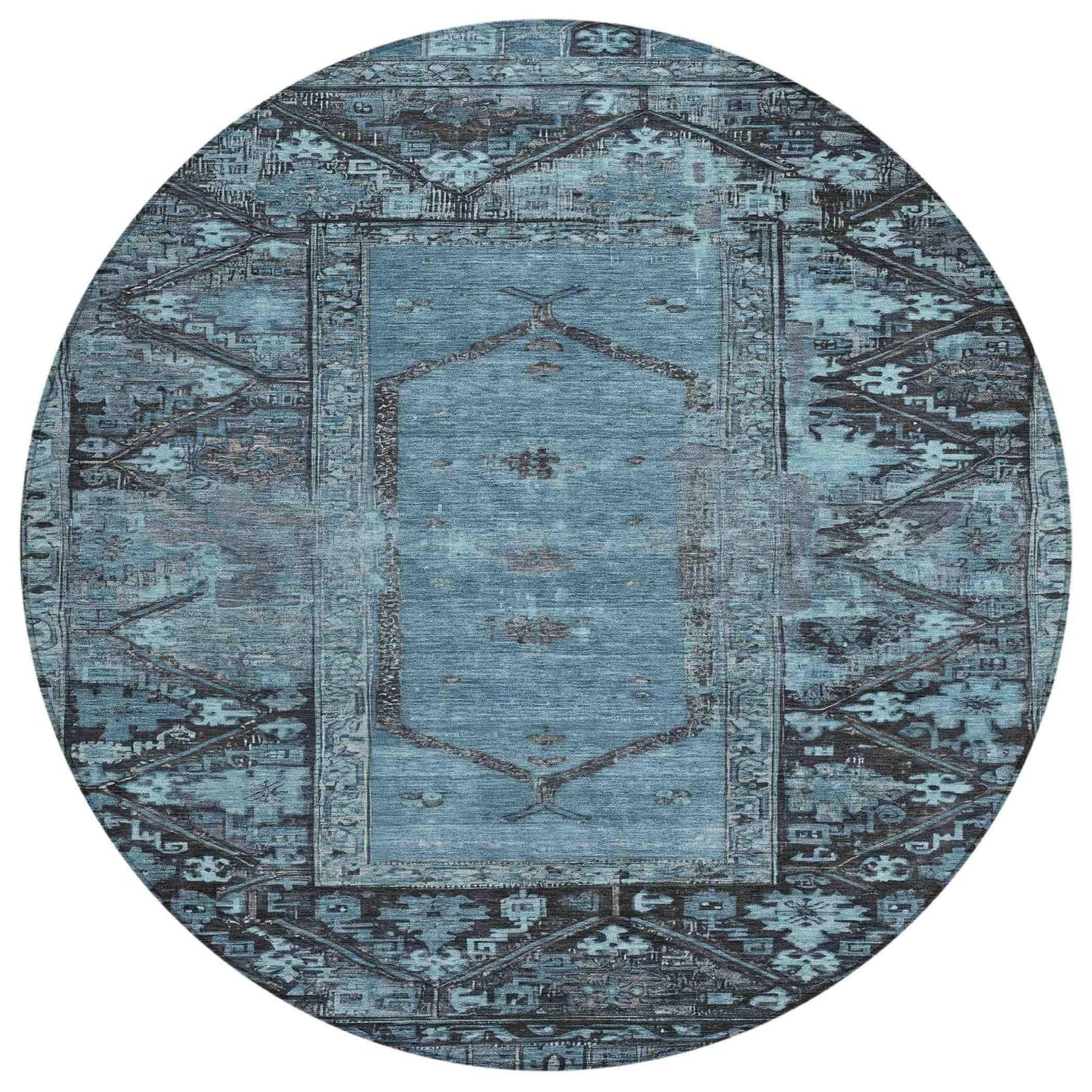 Haelaris Blue Washable Indoor-Outdoor Rug