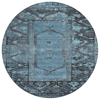 Haelaris Blue Washable Indoor-Outdoor Rug