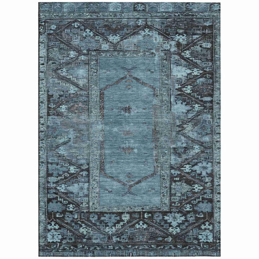 Haelaris Blue Washable Indoor-Outdoor Rug