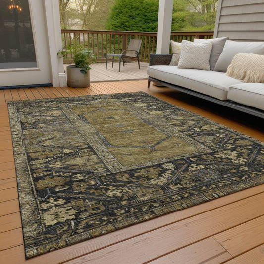 Haelaris Brown Washable Indoor-Outdoor Rug