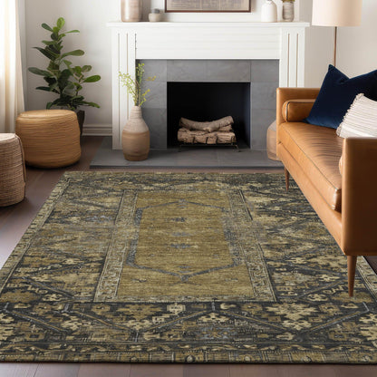 Haelaris Brown Washable Indoor-Outdoor Rug