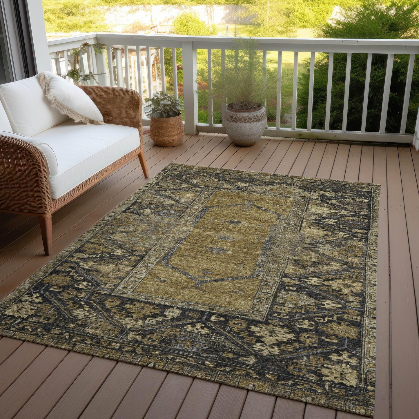Haelaris Brown Washable Indoor-Outdoor Rug