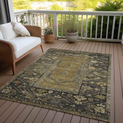 Haelaris Brown Washable Indoor-Outdoor Rug