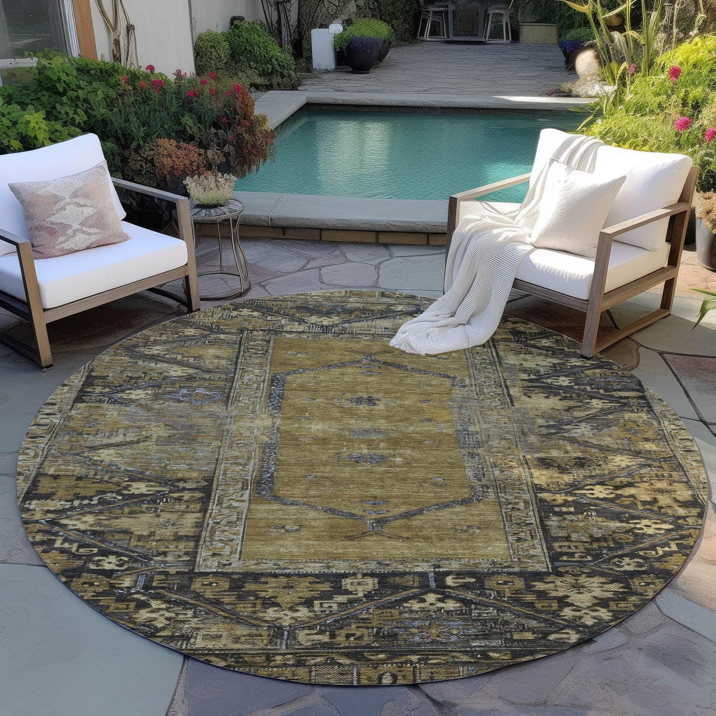 Haelaris Brown Washable Indoor-Outdoor Rug