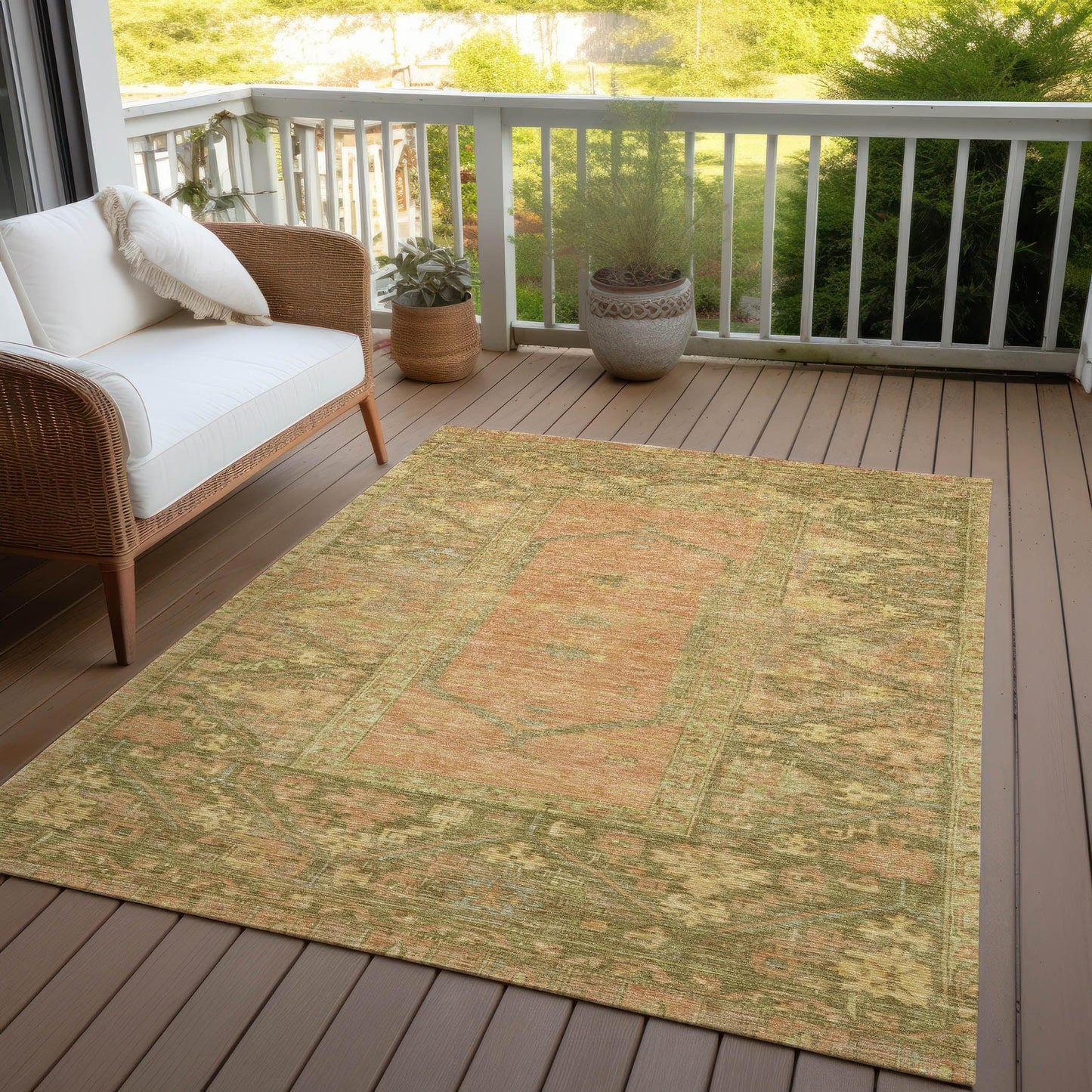 Haelaris Coral Washable Indoor-Outdoor Rug