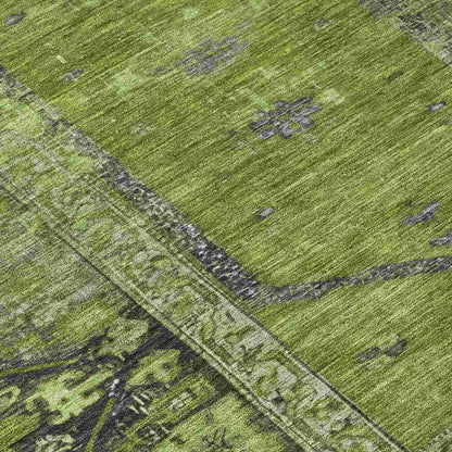 Haelaris Green Washable Indoor-Outdoor Rug