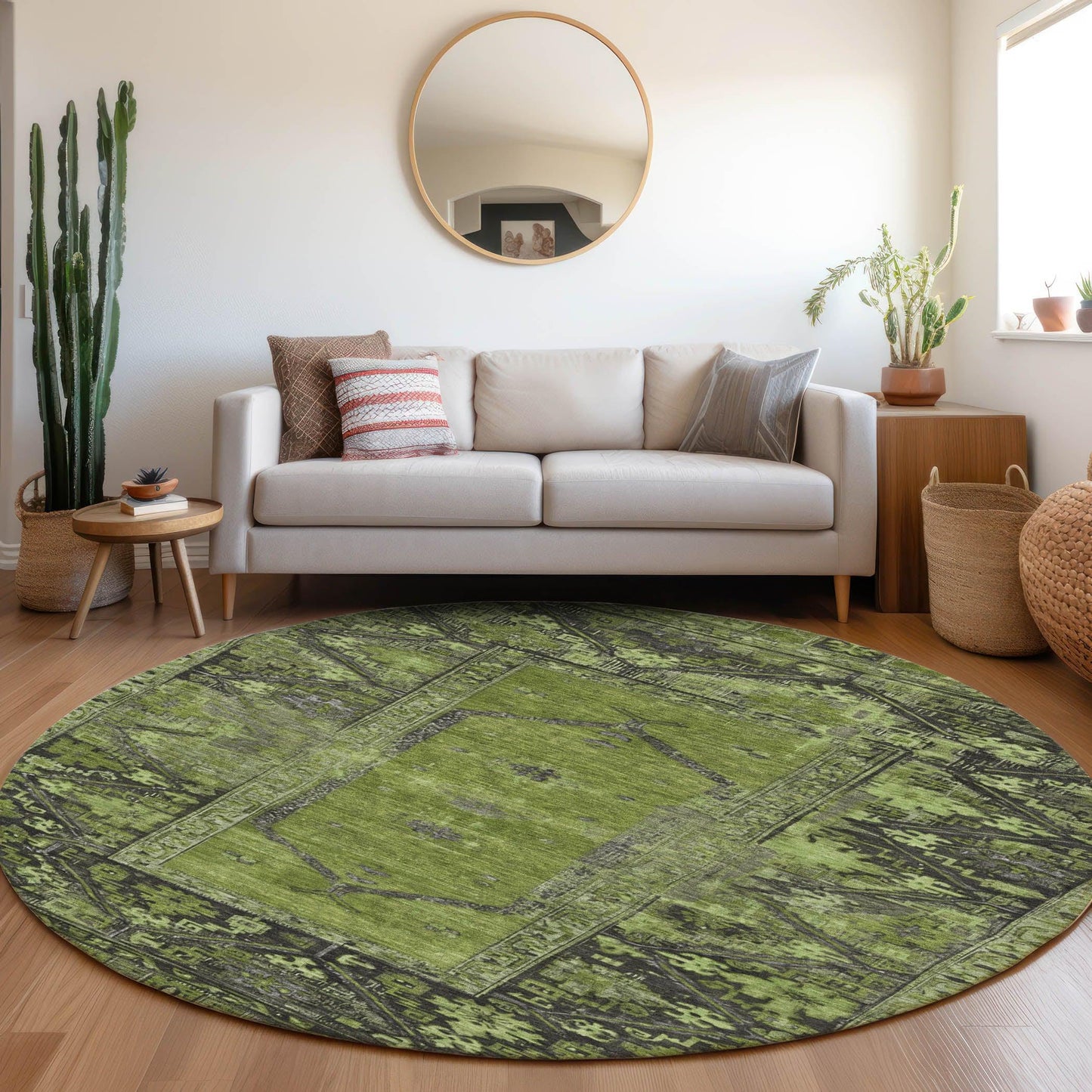 Haelaris Green Washable Indoor-Outdoor Rug