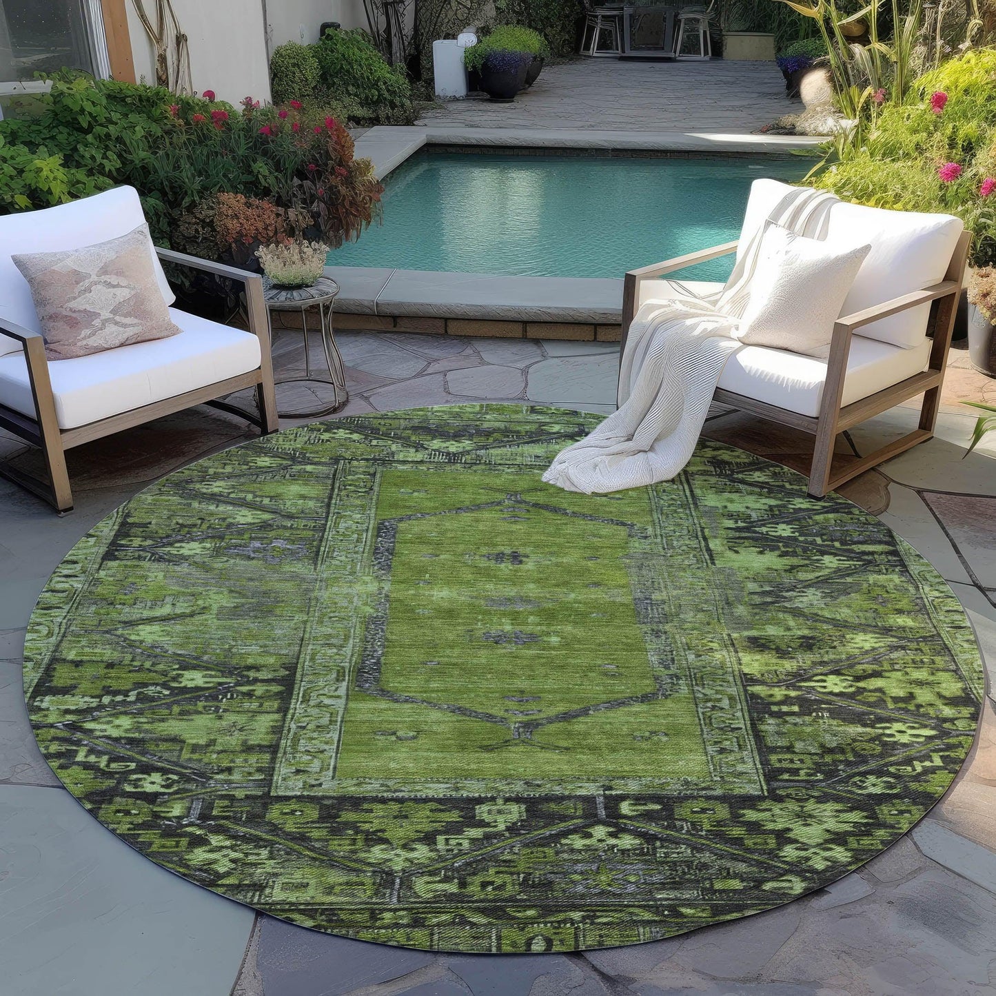 Haelaris Green Washable Indoor-Outdoor Rug