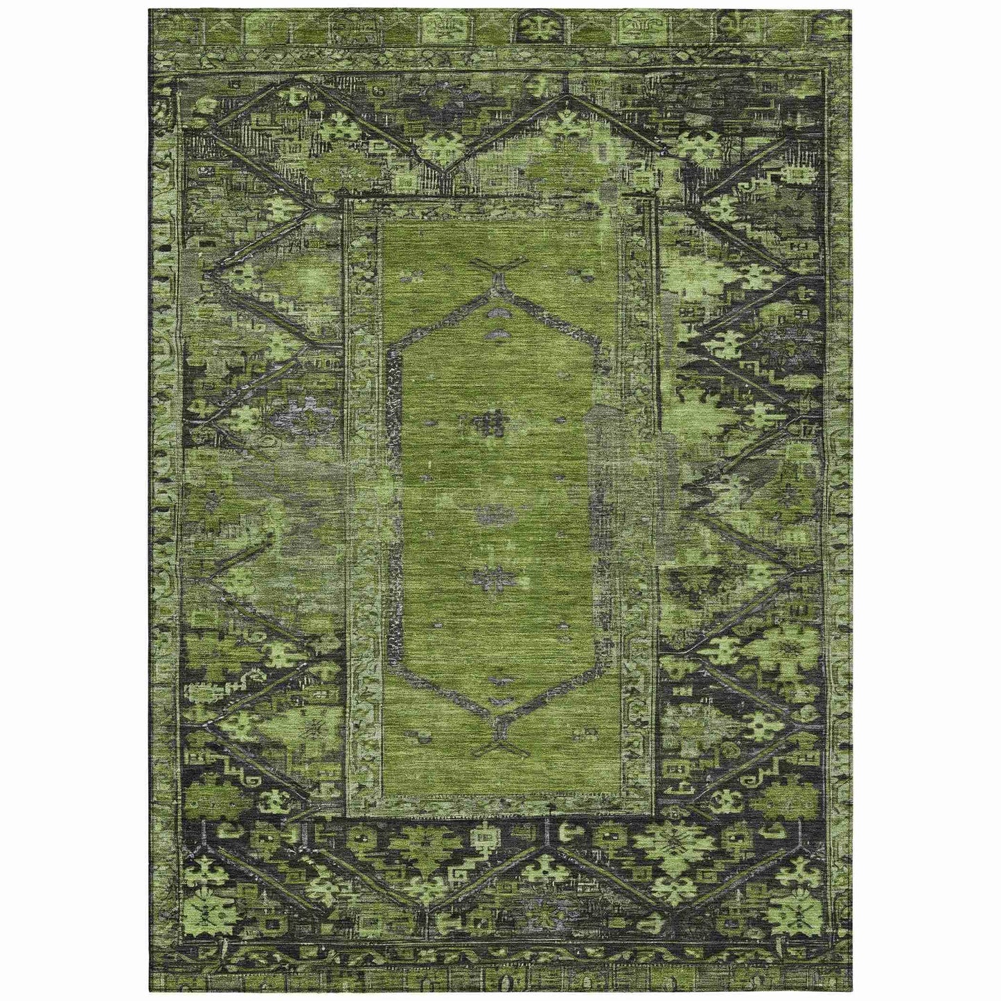 Haelaris Green Washable Indoor-Outdoor Rug
