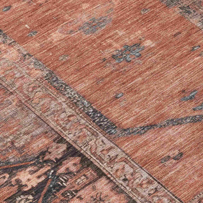 Haelaris Orange Washable Indoor-Outdoor Rug