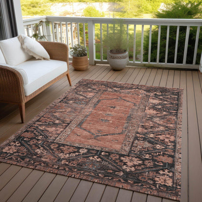 Haelaris Orange Washable Indoor-Outdoor Rug