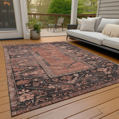 Haelaris Orange Washable Indoor-Outdoor Rug