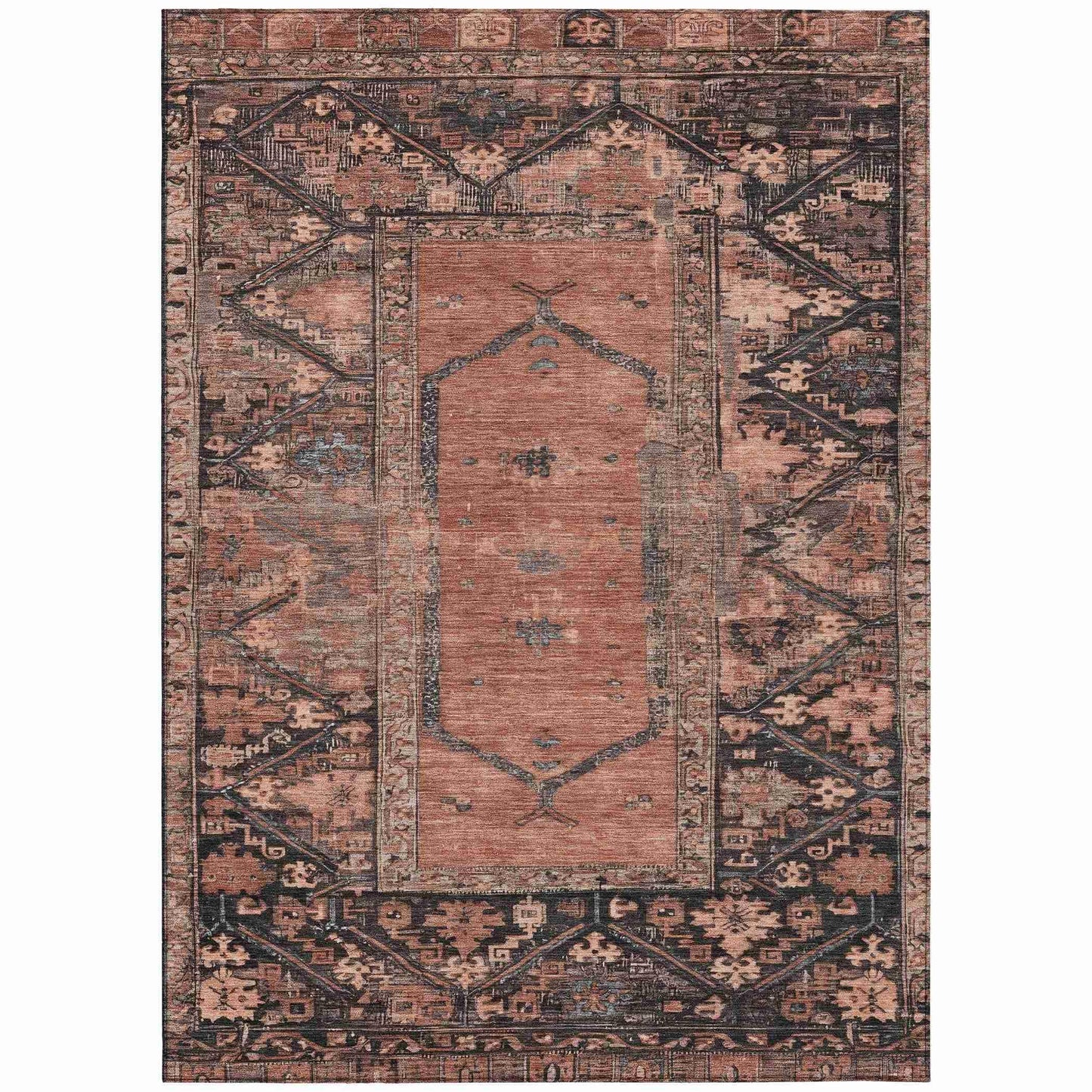 Haelaris Orange Washable Indoor-Outdoor Rug