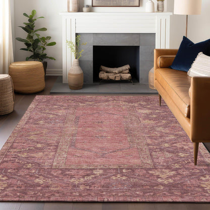 Haelaris Pink Washable Indoor-Outdoor Rug