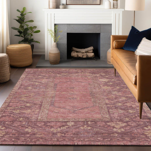 Haelaris Pink Washable Indoor-Outdoor Rug