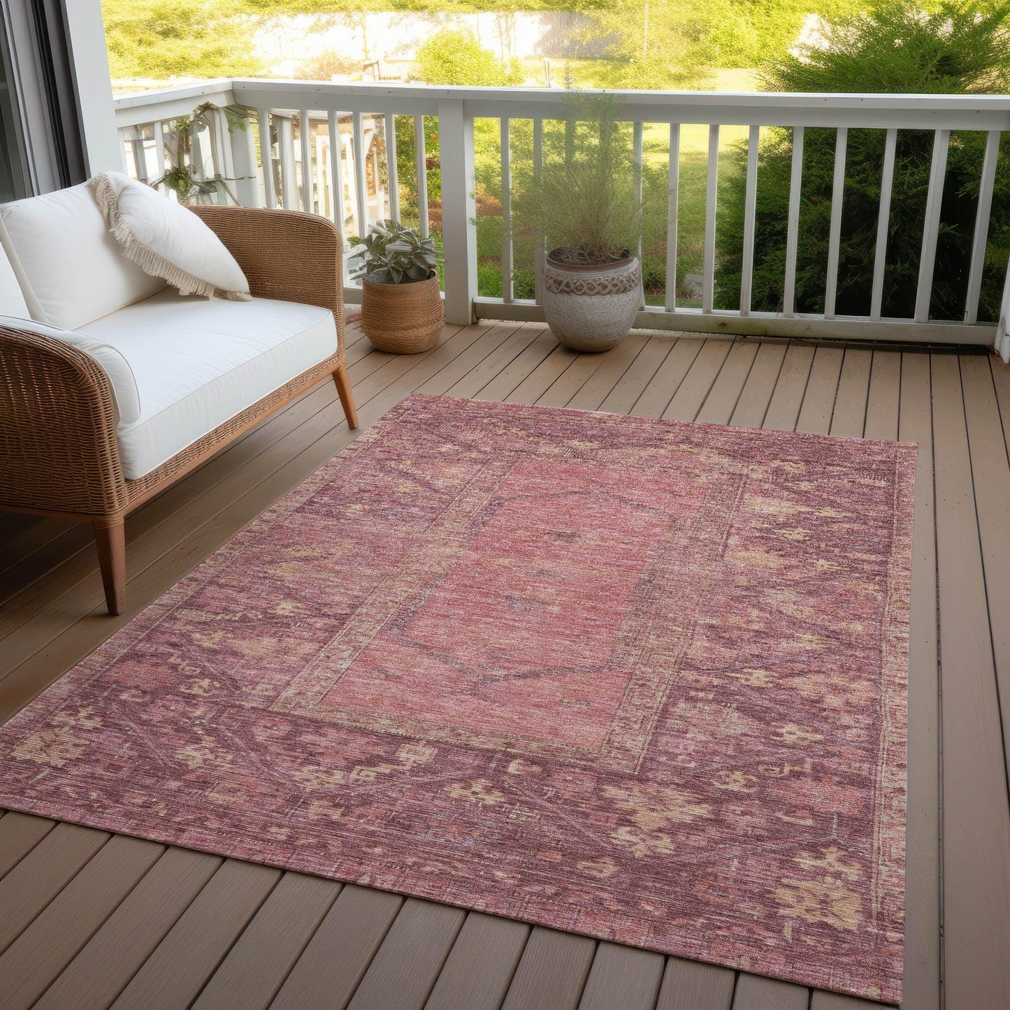 Haelaris Pink Washable Indoor-Outdoor Rug