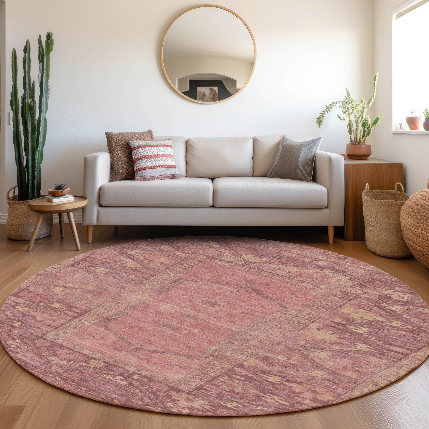 Haelaris Pink Washable Indoor-Outdoor Rug