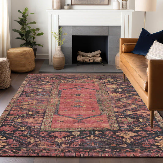 Haelaris Salmon Washable Indoor-Outdoor Rug