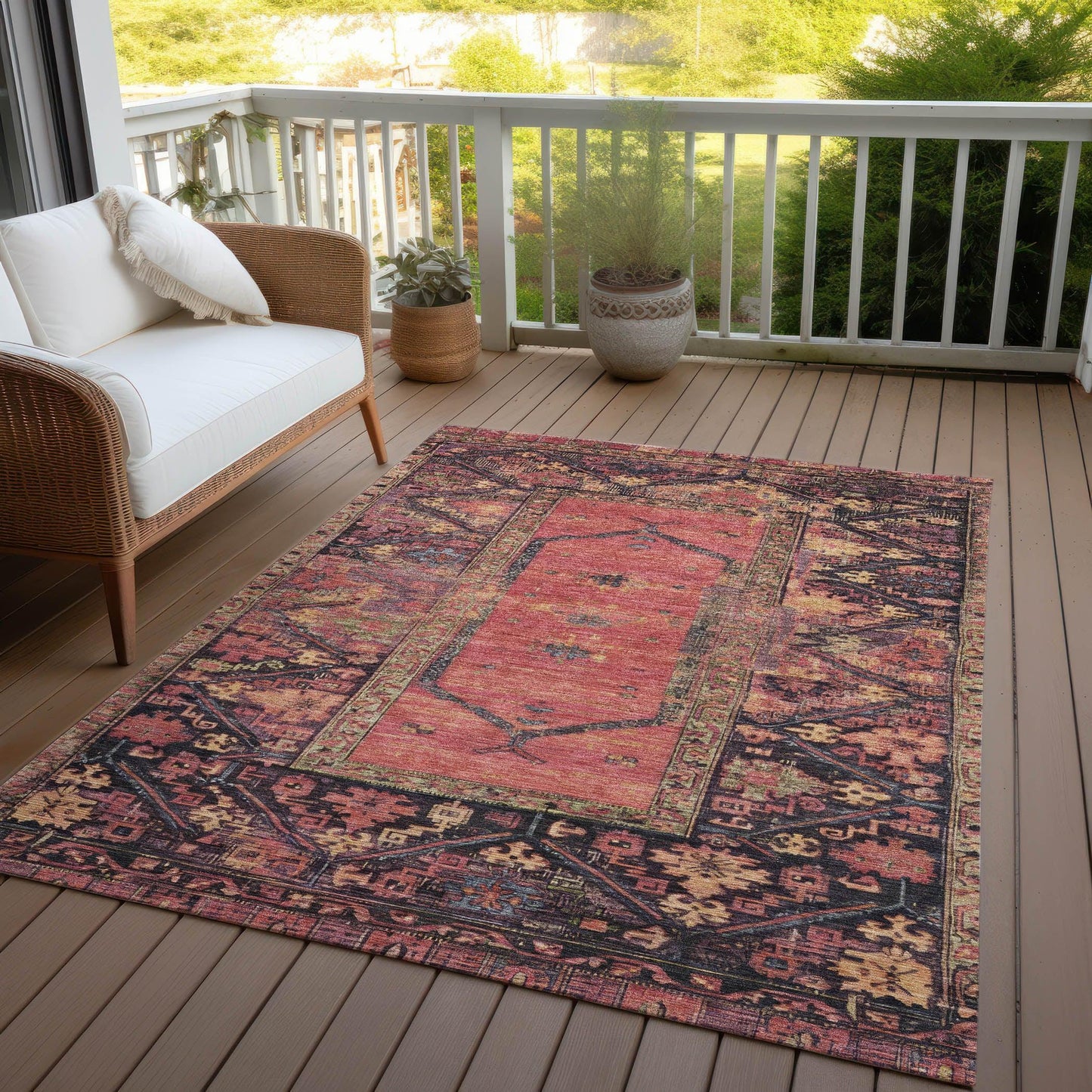Haelaris Salmon Washable Indoor-Outdoor Rug