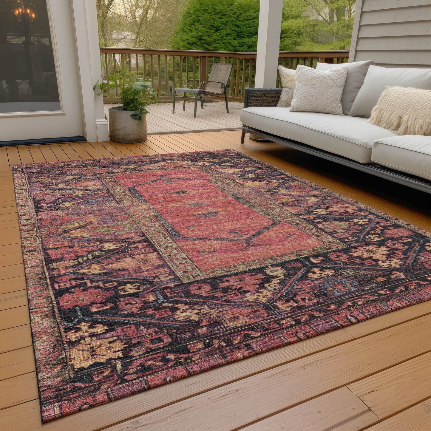 Haelaris Salmon Washable Indoor-Outdoor Rug