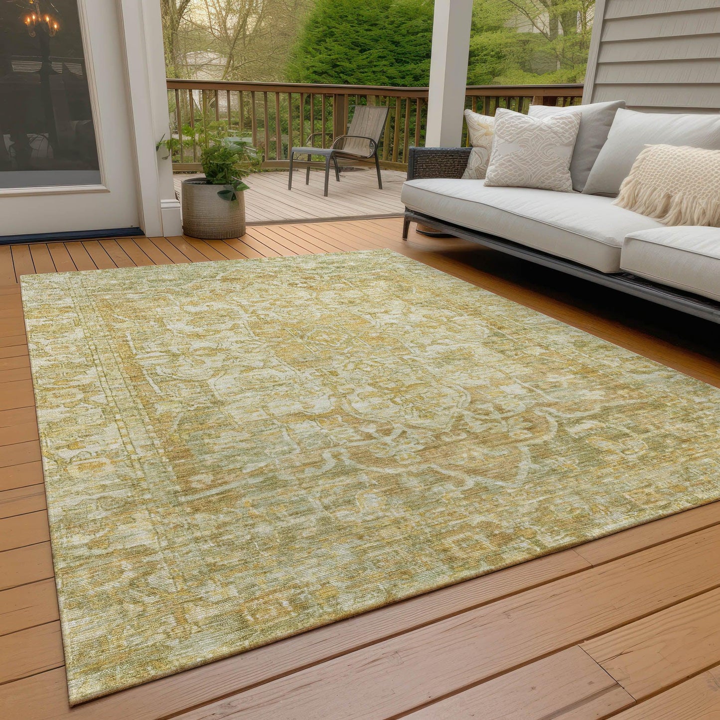 Haelas Brown Washable Indoor-Outdoor Rug