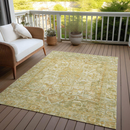 Haelas Brown Washable Indoor-Outdoor Rug
