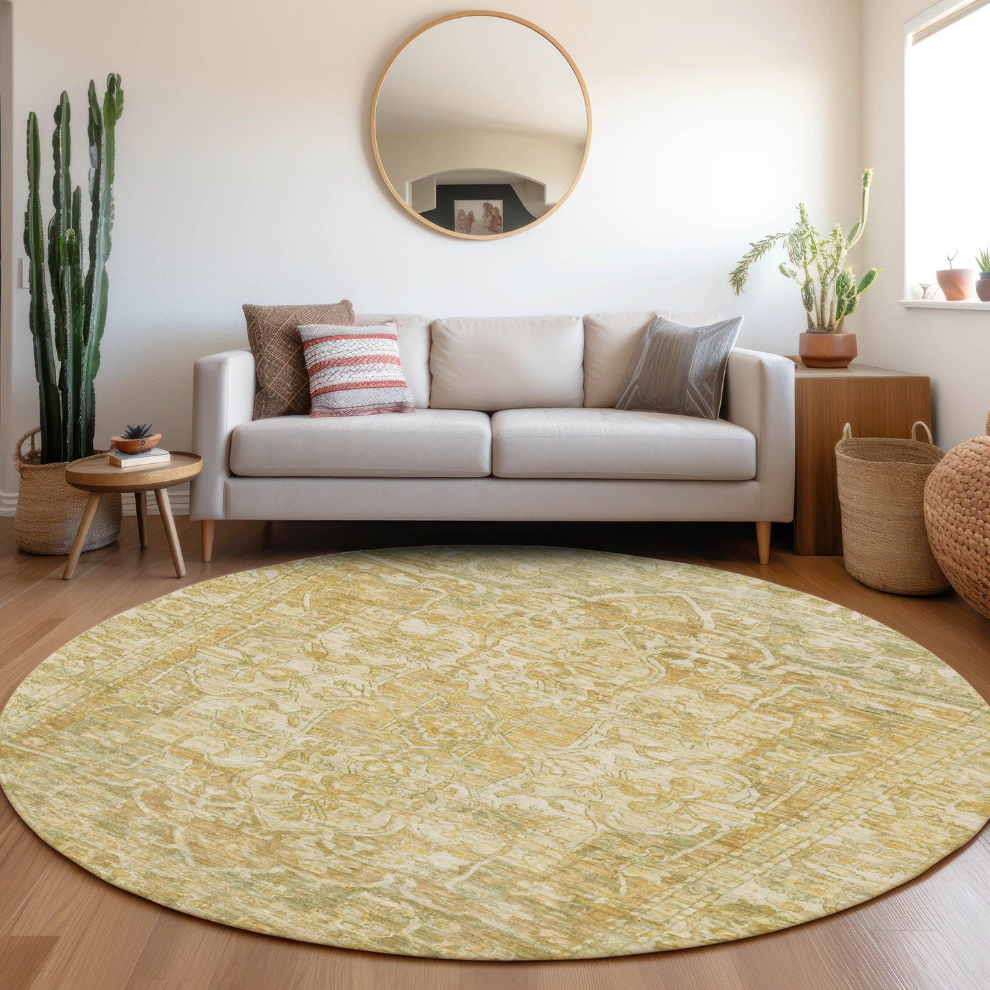 Haelas Brown Washable Indoor-Outdoor Rug