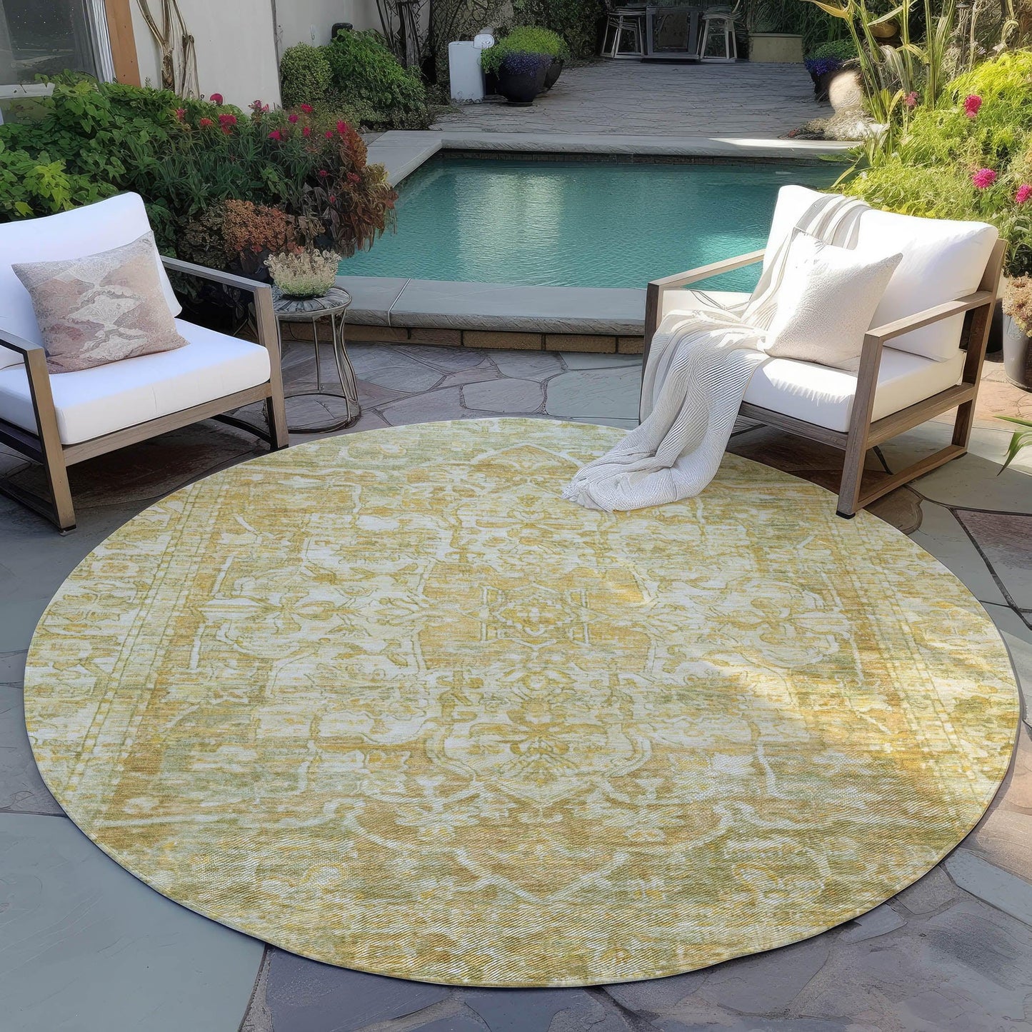Haelas Brown Washable Indoor-Outdoor Rug