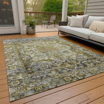 Haelas Gray Washable Indoor-Outdoor Rug