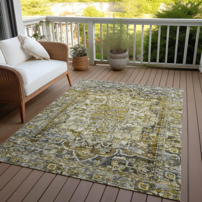 Haelas Gray Washable Indoor-Outdoor Rug