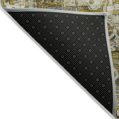 Haelas Gray Washable Indoor-Outdoor Rug