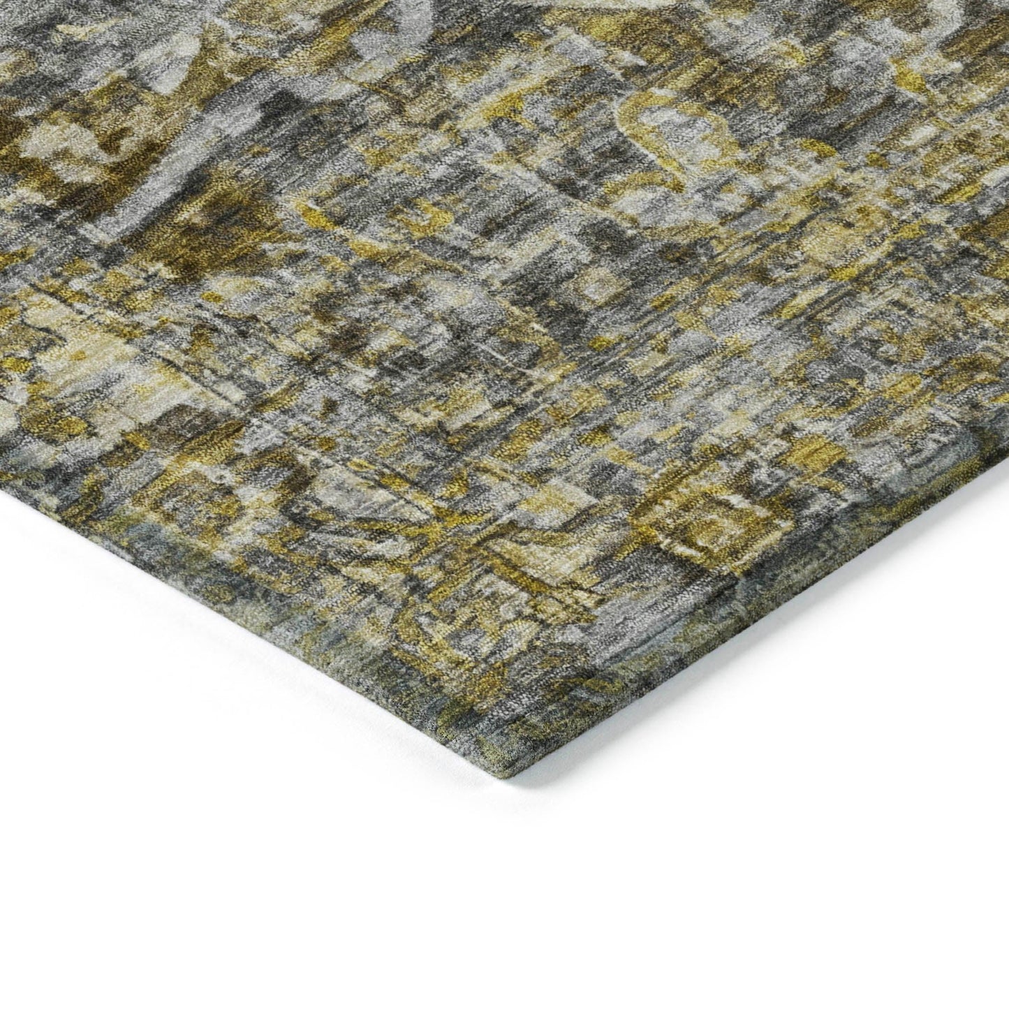 Haelas Gray Washable Indoor-Outdoor Rug