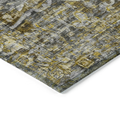 Haelas Gray Washable Indoor-Outdoor Rug