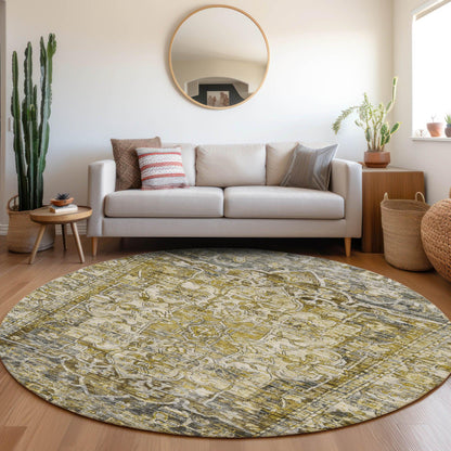 Haelas Gray Washable Indoor-Outdoor Rug