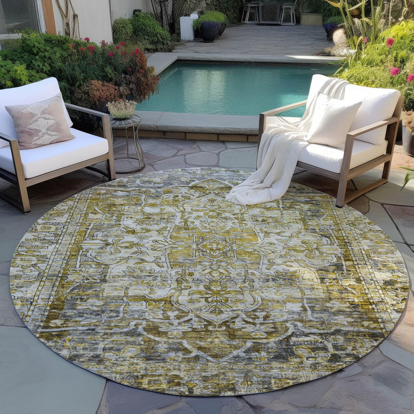 Haelas Gray Washable Indoor-Outdoor Rug