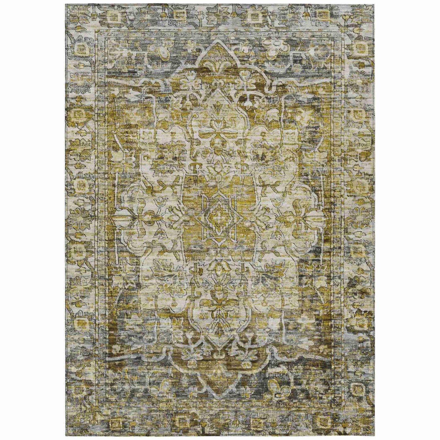 Haelas Gray Washable Indoor-Outdoor Rug