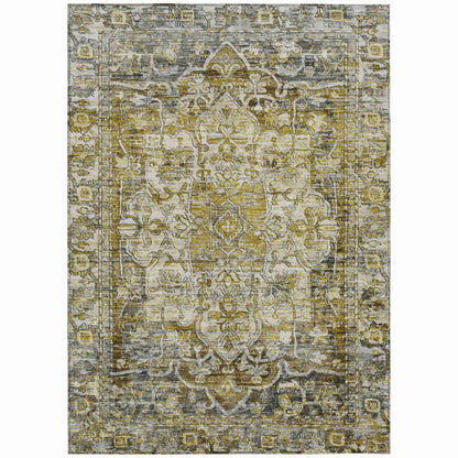 Haelas Gray Washable Indoor-Outdoor Rug