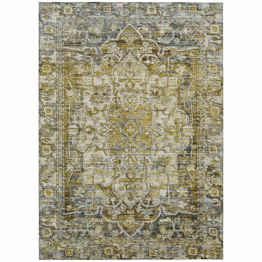 Haelas Gray Washable Indoor-Outdoor Rug