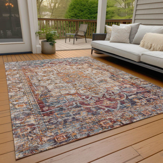 Haelas Orange Washable Indoor-Outdoor Rug