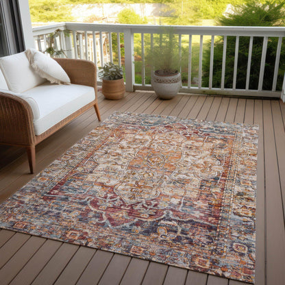 Haelas Orange Washable Indoor-Outdoor Rug