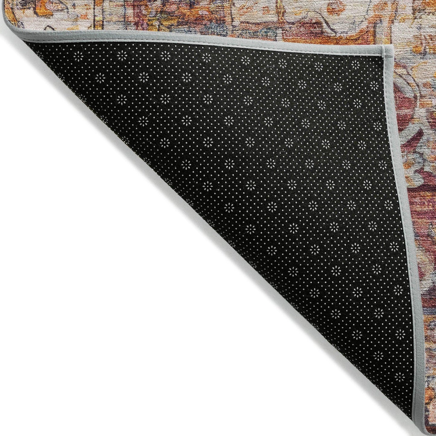 Haelas Orange Washable Indoor-Outdoor Rug